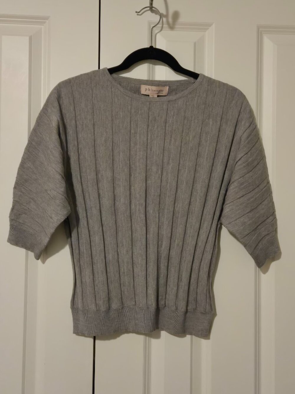 Philosophy Women's Gray Half-Sleeve Sweater Size SP - NWT